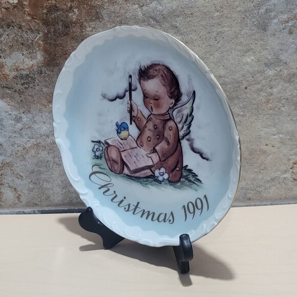 Schmid Hummel Christmas 1991 A Message From Above Decorative Wall Hanging Plate - Picture 9 of 11